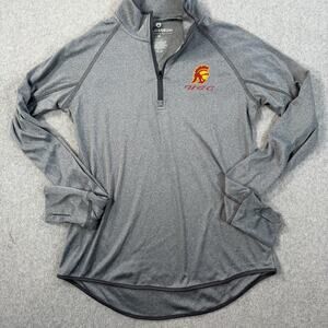 USC Trojans Colosseum 1/4 Zip Pullover Women's Small Activewear Top Gray